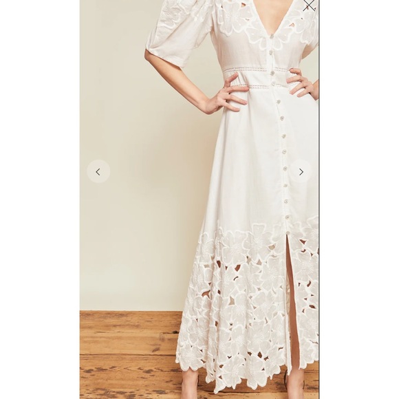 NWT Veronica Beard Hope Eyelet Puff Sleeve White Maxi Dress, Size 14 - Picture 2 of 10